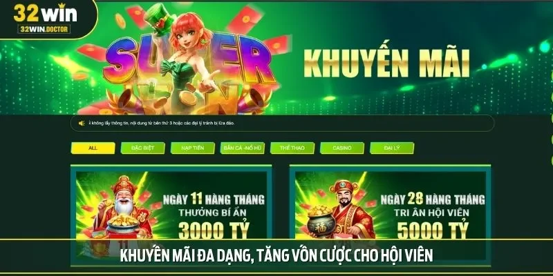 Khuyến mãi đa dạng, tăng vốn cược cho hội viên